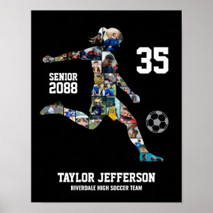 Women Soccer Team Sports Custom Photo Collage Poster
