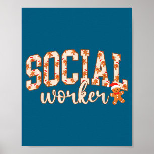 Women social worker gingerbread man school poster