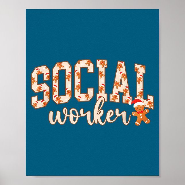 Women social worker gingerbread man school poster (Front)