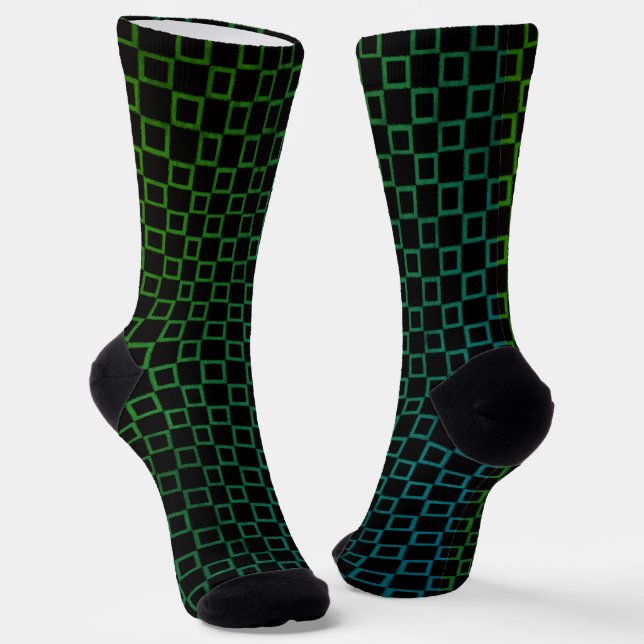 Women socks,  Black Green classic design Socks (Angled)