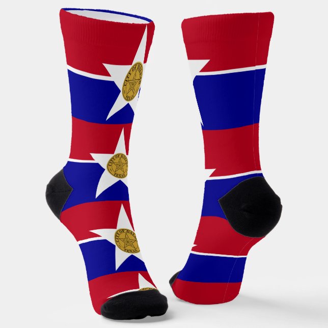 Women socks with flag of Dallas, U.S.A. (Angled)