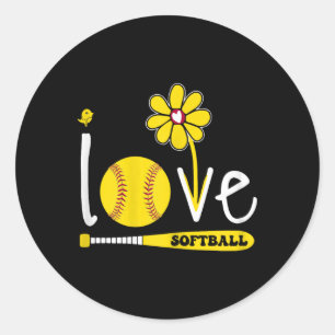 Women Softll-shirt Girls I Love Softll Teen Girl Classic Round Sticker