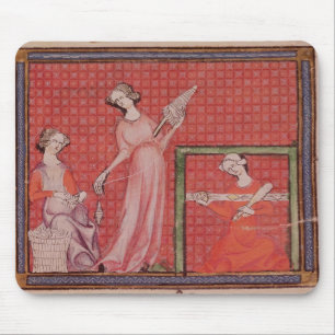 Women Spinning Wool Mouse Pad