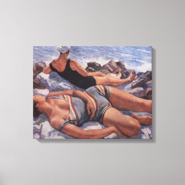 Women Sunbathing on the Beach (by Serebriakova) Canvas Print (Front)