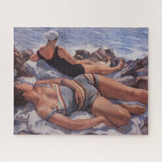 Women Sunbathing on the Beach (by Serebriakova) Jigsaw Puzzle (Horizontal)