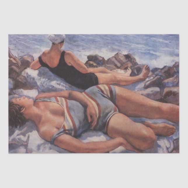Women Sunbathing on the Beach (by Serebriakova) Tissue Paper (Front)