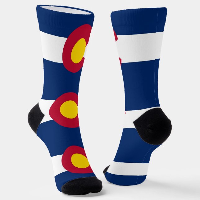 Women sustainable socks with flag of Colorado (Angled)