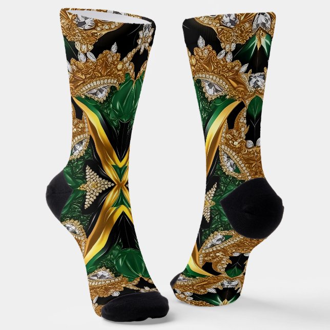 Women sustainable socks with Jamaican Colours (Angled)