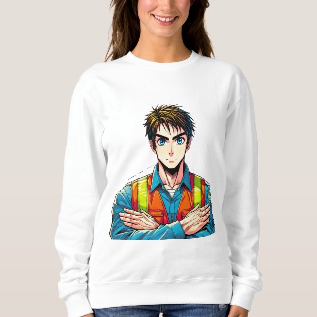 Women sweatshirt with manga security expert (Front)