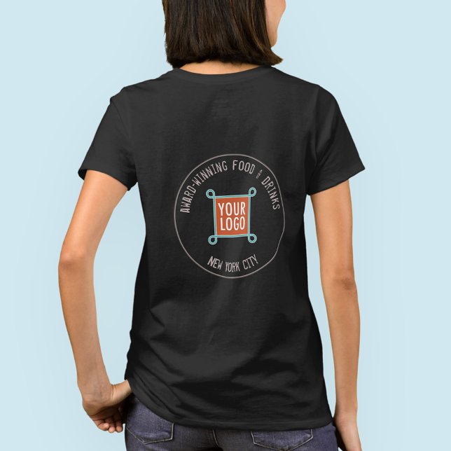 Women T-Shirt with Custom Logo on Back or Front (MISOOK Black T-Shirt with Logo on Back)