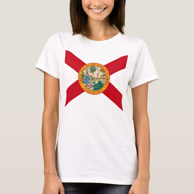 Women T Shirt with Flag of Florida State (Front)