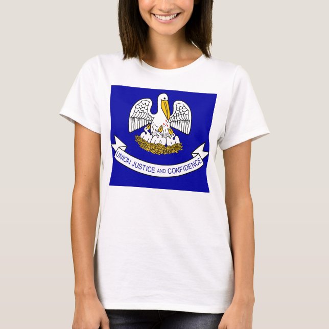 Women T Shirt with Flag of Louisiana State (Front)