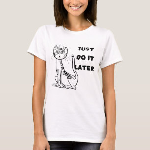 Women T-Shirt with lazy cat
