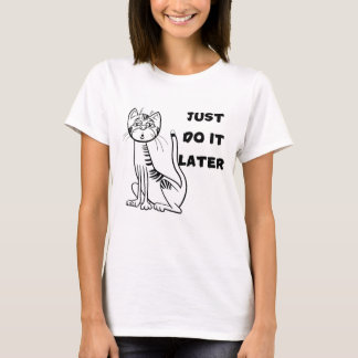 Women T-Shirt with lazy cat