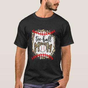 Women Teeball Mum Leopard Ball Mum Mother's Day T-Shirt