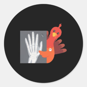 Women Thanksgiving Turkey Xray Tech Fall Rad Techn Classic Round Sticker
