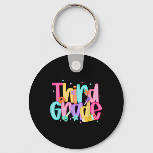 Women Third Grade Teacher First Day Of School Back Key Ring