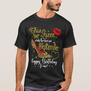 Women This Queen Was Born In September Leopard Hig T-Shirt