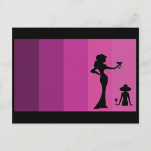 Women Toasting Silhouette Postcard