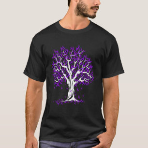 Women Tree Purple Ribbon Of Life Fibromyalgia Awar T-Shirt