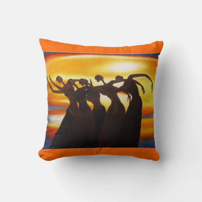 Women Unite African Art Throw Pillow (Front)