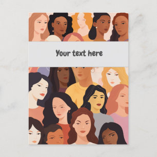 Women united crowd meeting postcard
