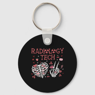 Women Valentine Radiology Tech Skeleton Ultrasound Key Ring