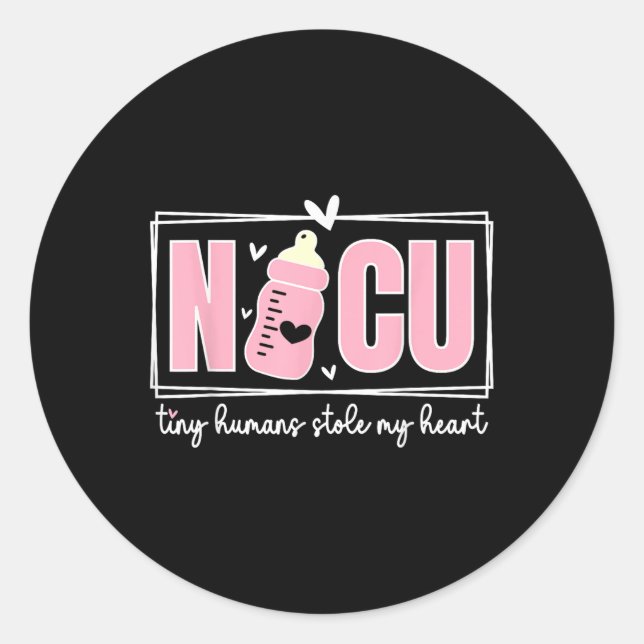 Women Valentines Day Nicu Nurse Tiny Humans Stole  Classic Round Sticker (Front)