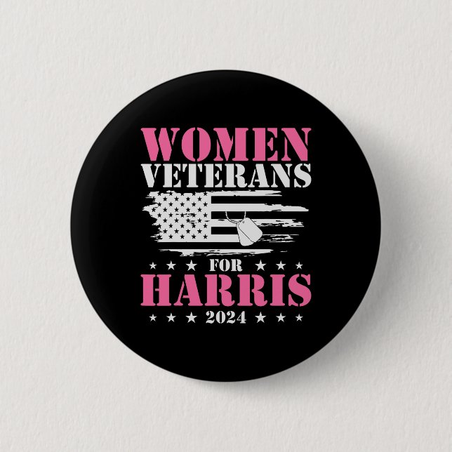 Women Veterans For Harris 2024  6 Cm Round Badge (Front)
