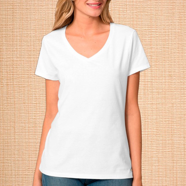 Women White V-Neck T-Shirt / Customise (Creator Uploaded)