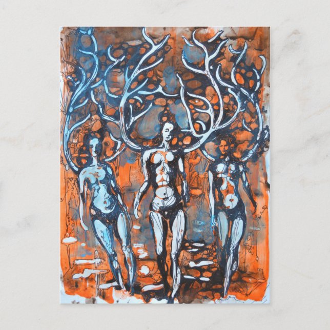 Women With Antler Wings Postcard (Front)