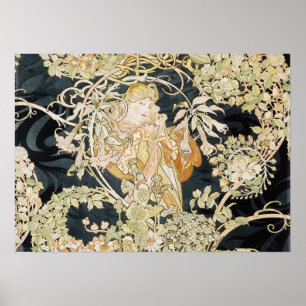 Women With Daisies Art Nouveau Poster