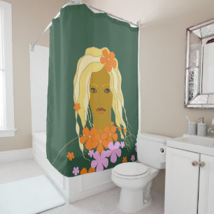 Women With Flowers Shower Curtain
