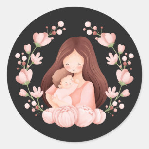 Women with Kid Classic Round Sticker