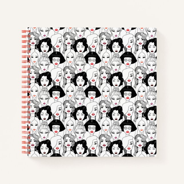 Women With Lipstick Pattern Notebook (Front)
