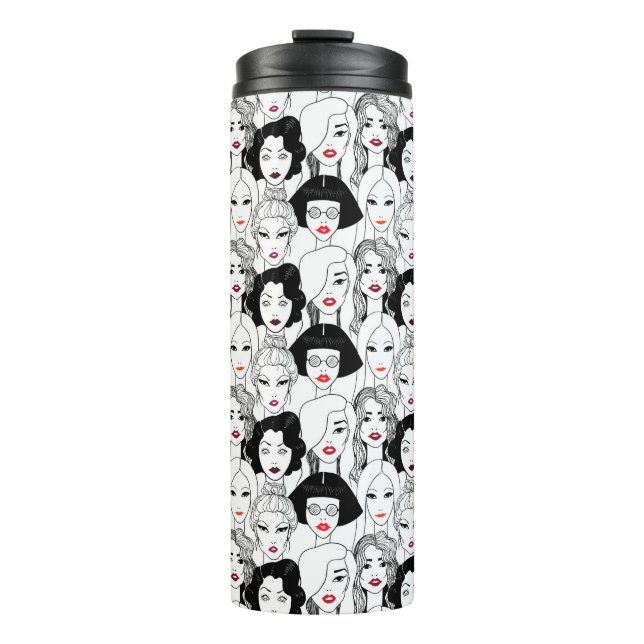 Women With Lipstick Pattern Thermal Tumbler (Front)