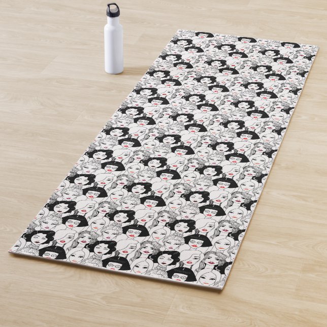 Women With Lipstick Pattern Yoga Mat (In Situ)