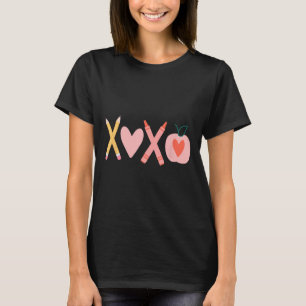Women Xoxo Teacher Valentine's Day Pencil And Appl T-Shirt