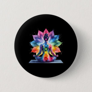 Women Yoga Meditation Spiritual Body Energy Chakra 6 Cm Round Badge