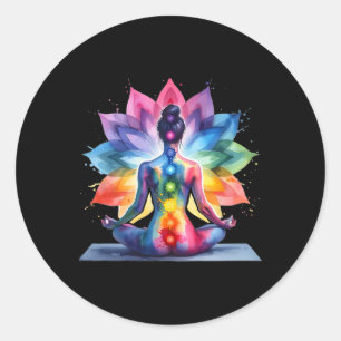 Women Yoga Meditation Spiritual Body Energy Chakra Classic Round Sticker