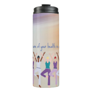 Women Yoga Poses Fitness Quote Custom Text Thermal Tumbler