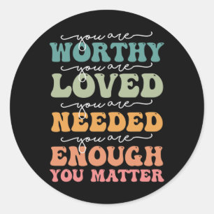 Women You Matter Groovy Mental Health Awareness  Classic Round Sticker