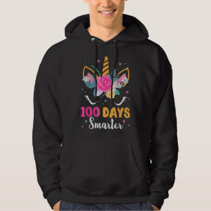 Womens 100 Days Of School Smarter Cute Unicorn Mas Hoodie