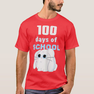 Womens 100 Days of School  Teacher  Cute Bunny  Cu T-Shirt