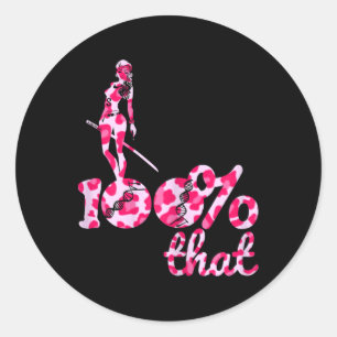 Womens 100% That Leopard Pink Sickle Cell Warrior' Classic Round Sticker