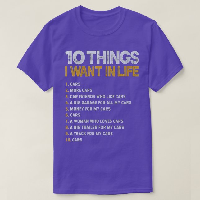 Womens 10 Things I Want In My Life Cars More Cars  T-Shirt (Design Front)