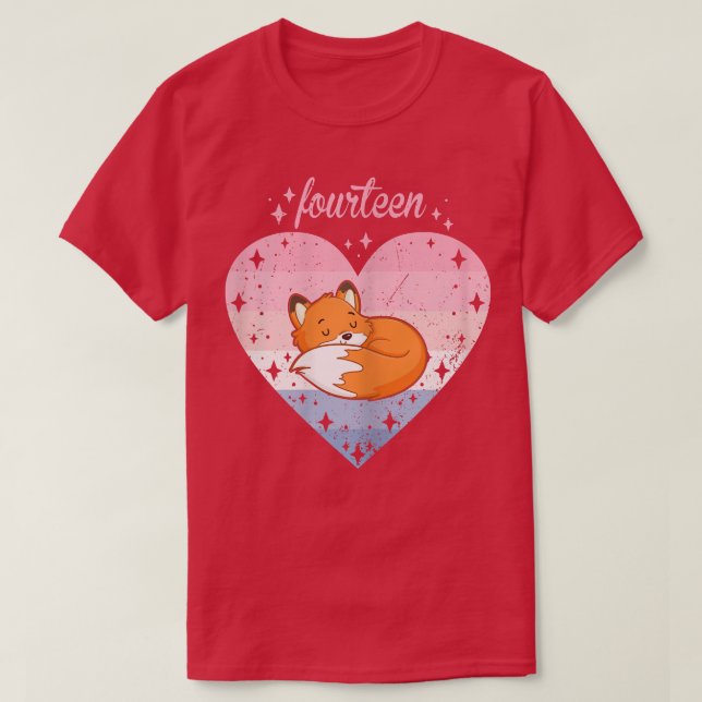 Womens 14 Year Old Cute Fox Birthday Girl 14th B-d T-Shirt (Design Front)