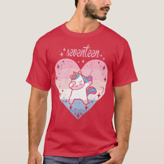 Womens 17 Year Old Cute Unicorn Birthday Girl 17th T-Shirt