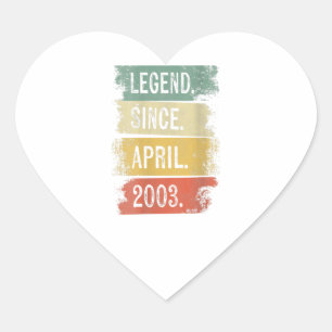 Womens 17 Year Old Gifts Legend Since April 2003 Heart Sticker