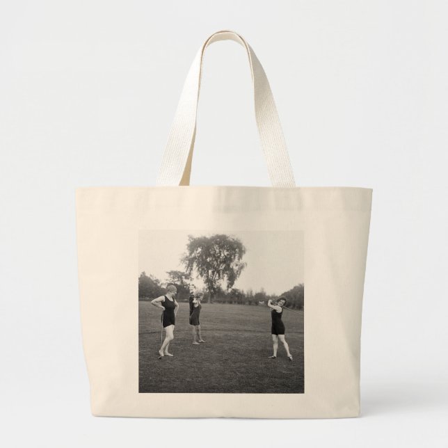 Women's 1920s Golf Fashion Large Tote Bag (Front)